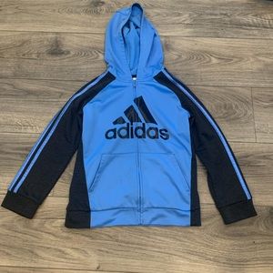 Boys Adidas grey and blue hoodie